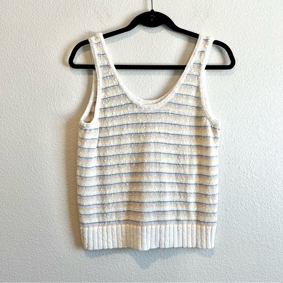 LOFT Tops - LOFT Sweater Tank Top M Knit Cotton Blend Striped Pastel Cottagecore Preppy Chic